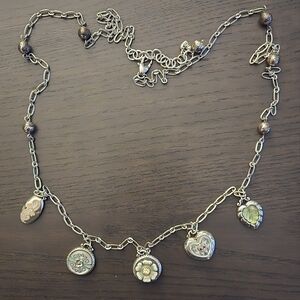 Brighton Silver Charm Necklace with Gemstone Charms